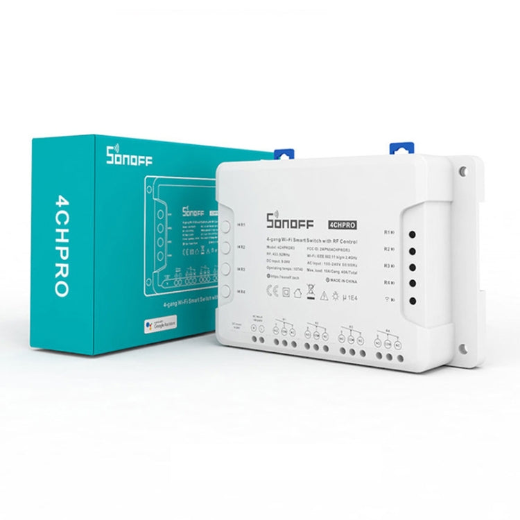 Controlador de cuatro vías con interruptor de hogar inteligente para teléfono móvil Sonoff 4CHPROR3, compatible con sincronización de control de largo alcance
