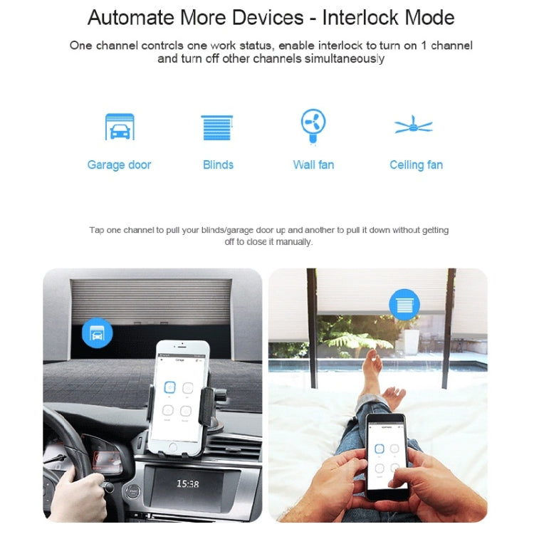 Controlador de cuatro vías con interruptor de hogar inteligente para teléfono móvil Sonoff 4CHPROR3, compatible con sincronización de control de largo alcance