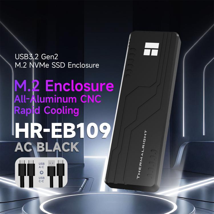 Carcasa para SSD M.2 NVMe THERMALRIGHT HR-EB109 con cable USB a Tipo-C y cable Tipo-C a Tipo-C., EB109 A-C & C-C Cable