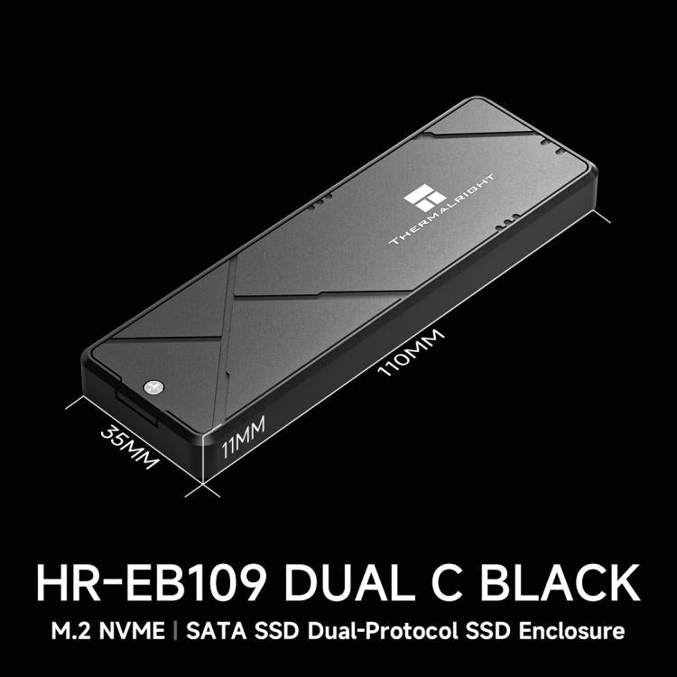 Carcasa para SSD THERMALRIGHT HR-EB109 M.2 NVMe / SATA de doble protocolo con cable USB-C a USB-C., EB109 Dual Protocol