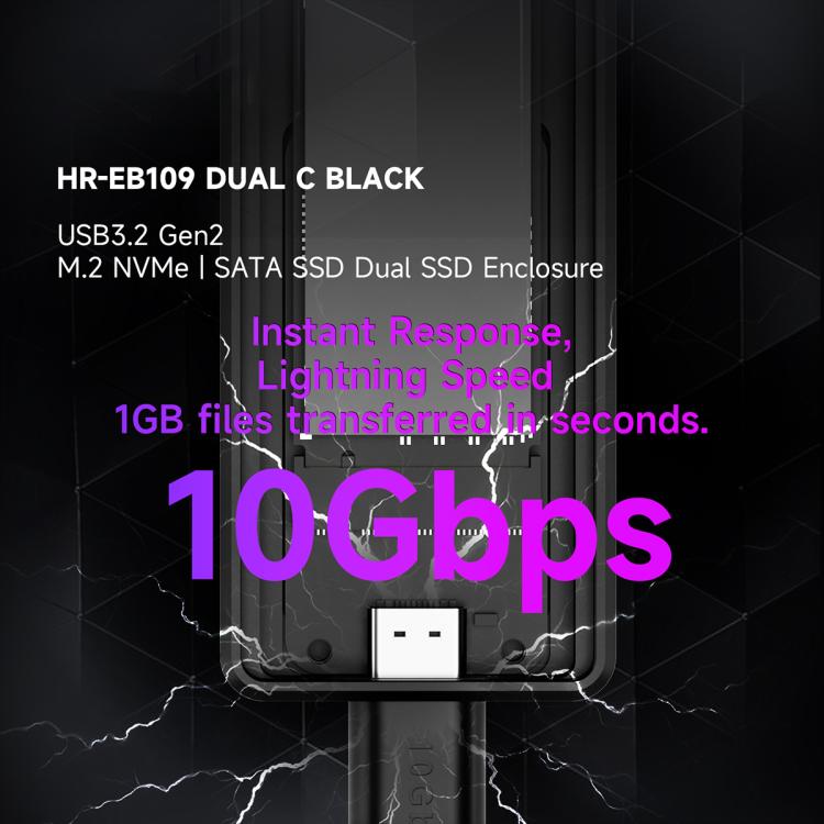 Carcasa para SSD THERMALRIGHT HR-EB109 M.2 NVMe / SATA de doble protocolo con cable USB-C a USB-C., EB109 Dual Protocol