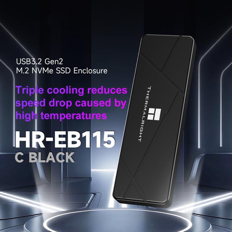 Carcasa para SSD M.2 NVMe THERMALRIGHT HR-EB115 con cable USB-C a USB-C., EB115 C-C Cable