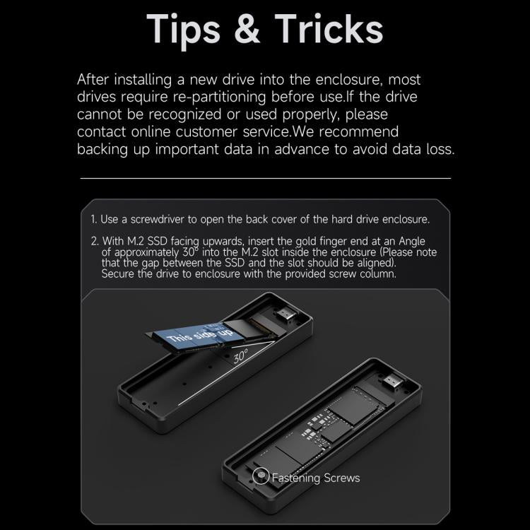 Carcasa para SSD THERMALRIGHT HR-EB115 M.2 NVMe / SATA de doble protocolo con cable USB-C a USB-C., EB115 Dual Protocol