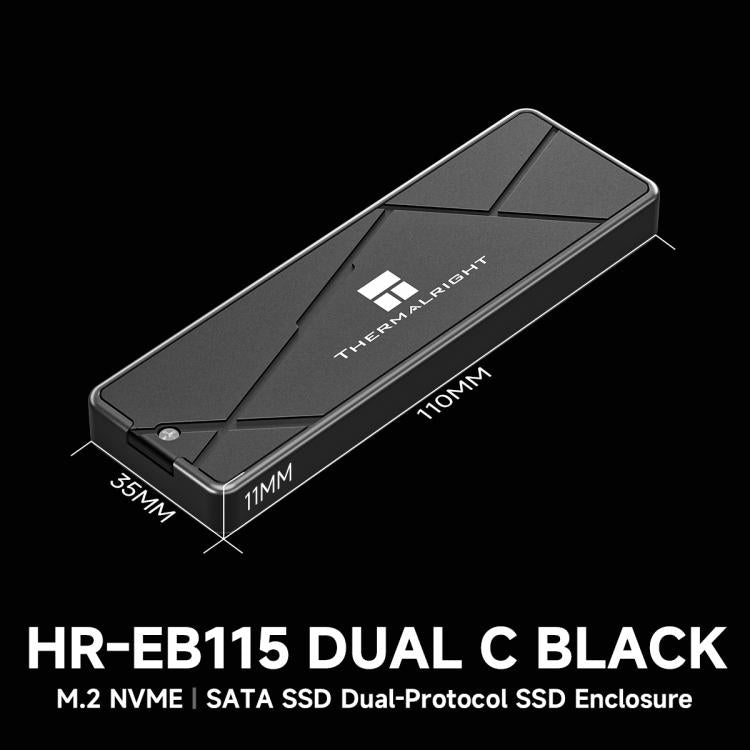 Carcasa para SSD THERMALRIGHT HR-EB115 M.2 NVMe / SATA de doble protocolo con cable USB-C a USB-C., EB115 Dual Protocol