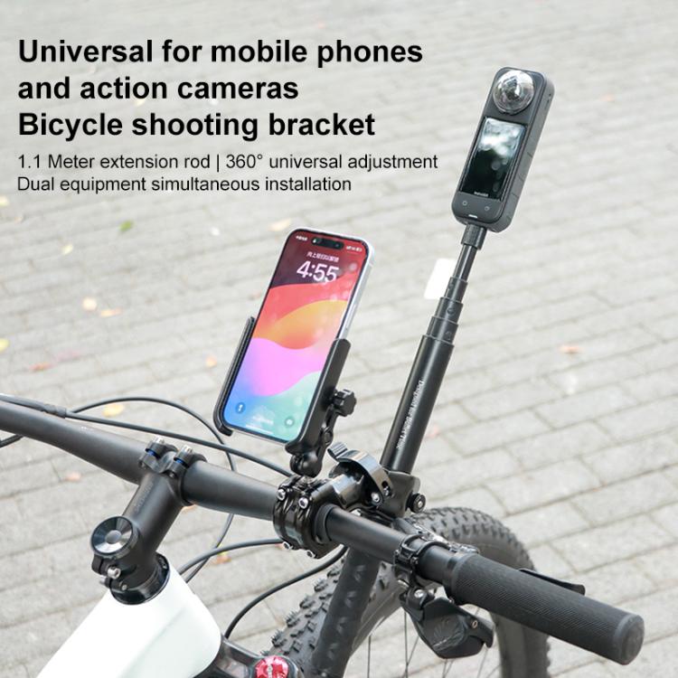 Soporte de barra de extensión para bicicleta de aluminio con ajuste rápido, Phone Clamp Kit, Handlebar Tube Kit, Tube with Phone Clamp + Stick, Stick Tube Phone Clamp Combo Set