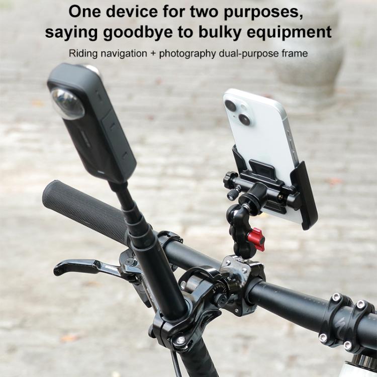 Soporte de barra de extensión para bicicleta de aluminio con ajuste rápido, Phone Clamp Kit, Handlebar Tube Kit, Tube with Phone Clamp + Stick, Stick Tube Phone Clamp Combo Set