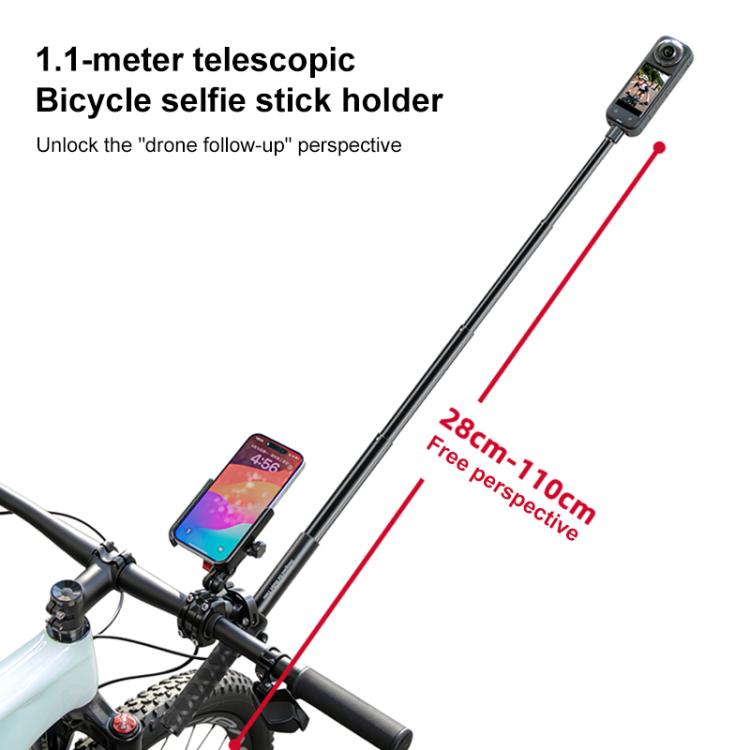 Soporte de barra de extensión para bicicleta de aluminio con ajuste rápido, Phone Clamp Kit, Handlebar Tube Kit, Tube with Phone Clamp + Stick, Stick Tube Phone Clamp Combo Set