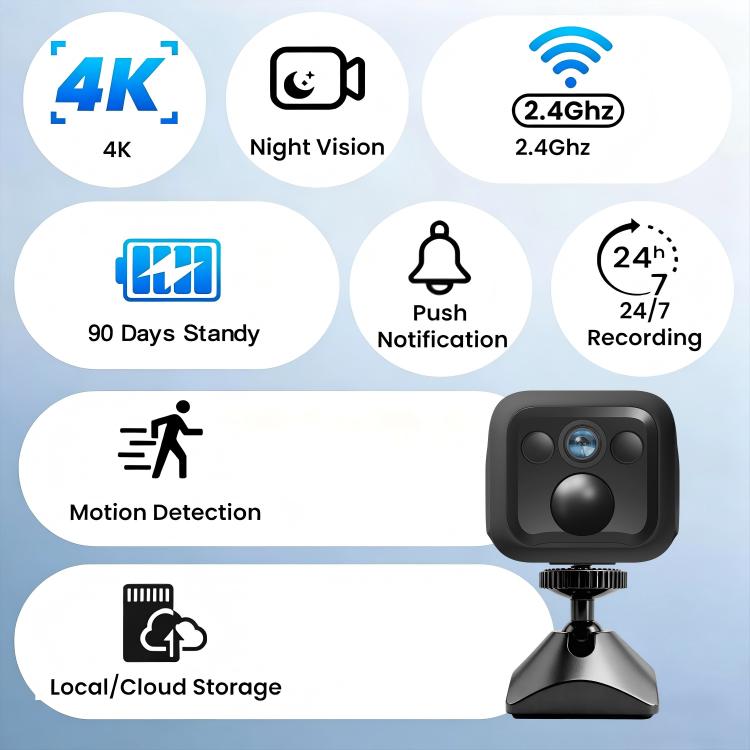 Cámara WiFi inteligente HD para el hogar B01, compatible con visión nocturna y detección de movimiento., B01