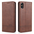AZNS Funda de cuero con tapa horizontal con textura de becerro magnético con ranuras para tarjetas y soporte y billetera para iPhone X / XS, For iPhone X / XS