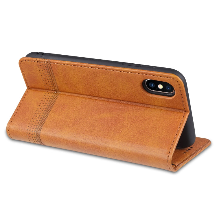 AZNS Funda de cuero con tapa horizontal con textura de becerro magnético con ranuras para tarjetas y soporte y billetera para iPhone X / XS, For iPhone X / XS