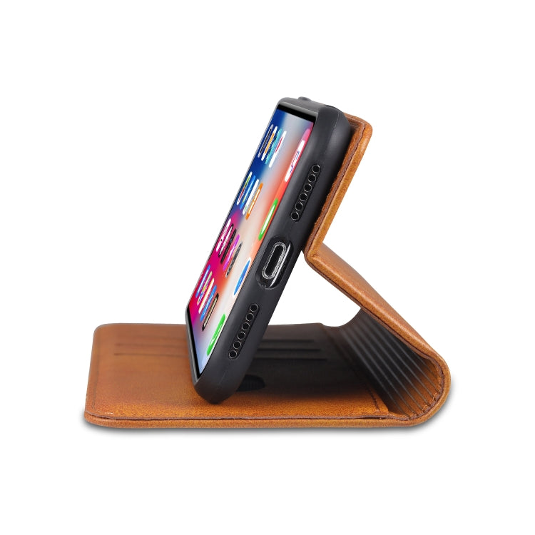 AZNS Funda de cuero con tapa horizontal con textura de becerro magnético con ranuras para tarjetas y soporte y billetera para iPhone X / XS, For iPhone X / XS