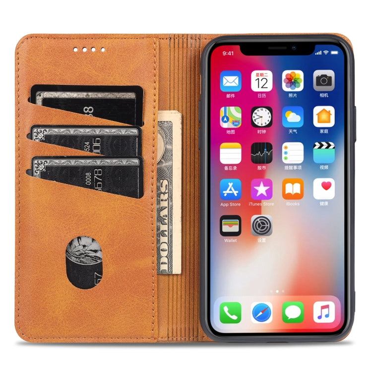 AZNS Funda de cuero con tapa horizontal con textura de becerro magnético con ranuras para tarjetas y soporte y billetera para iPhone X / XS, For iPhone X / XS