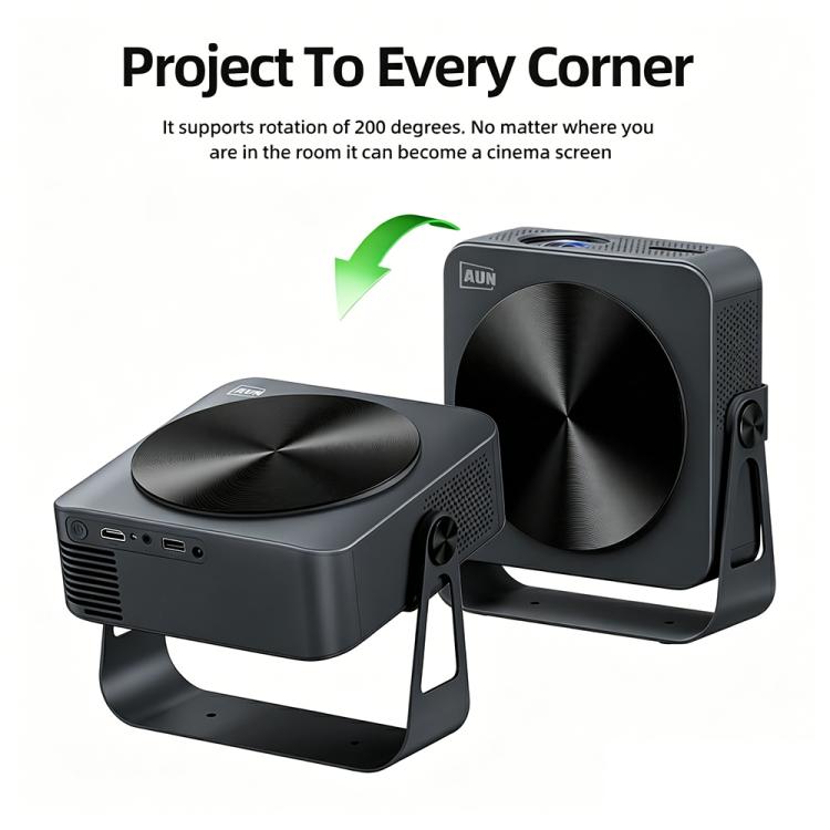 Proyector inteligente AUN A005 con pantalla LCD 1080P y 760 ANSI, con soporte., EU Plug, US Plug, UK Plug, AU Plug