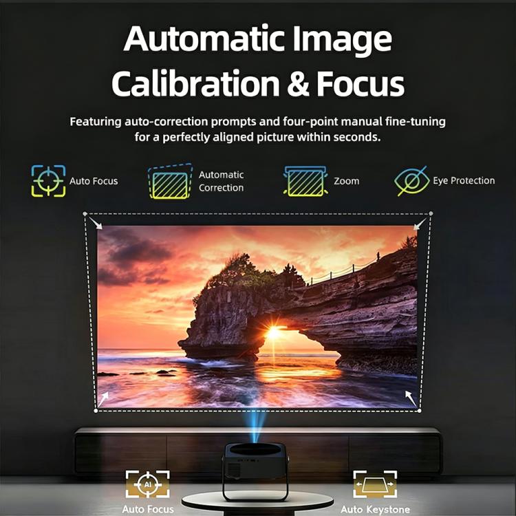 Proyector inteligente AUN A005 con pantalla LCD 1080P y 760 ANSI, con soporte., EU Plug, US Plug, UK Plug, AU Plug