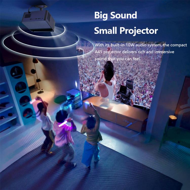 Proyector inteligente AUN A45 Pro 1080P con sistema operativo Android ATV, EU Plug, US Plug, UK Plug, AU Plug