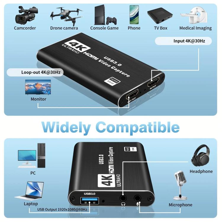 Tarjeta de captura de vídeo HD 4Kp30 USB 3.0 HDMI NK-S41, NK-S41