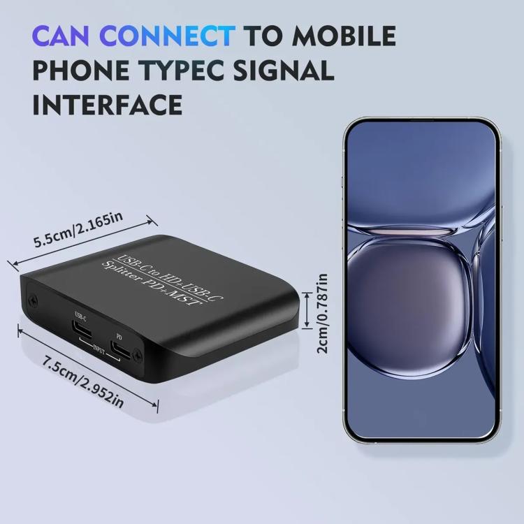 Divisor de vídeo HD NK-E70 de USB-C a HDTV, USB-C 4K 60Hz con puerto de alimentación PD, compatible con MST y SST., Type-C to HDTV, Type-C