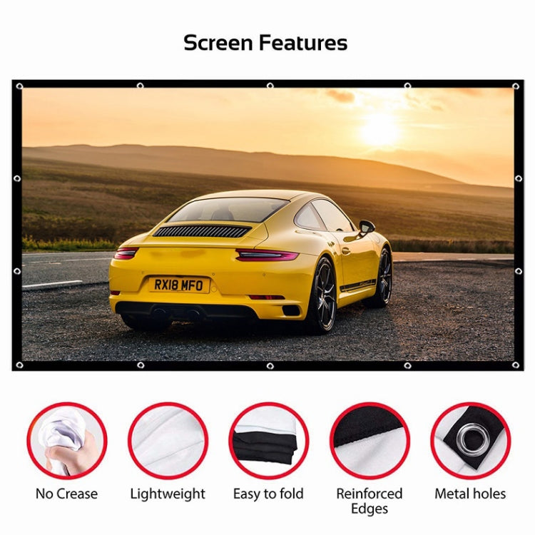 Cortina de película de proyector de poliéster fino plegable simple, 60 inch (16:9) Projection Area: 132x75cm, 60 inch (4:3) Projection Area: 120x90cm, 72 inch (16:9) Projection Area: 159x90cm, 72 inch (4:3) Projection Area: 146x110cm                   ...