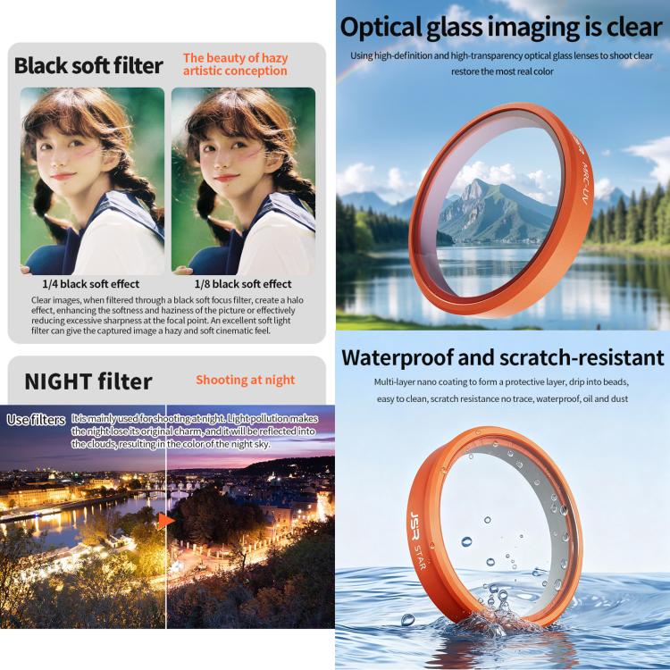 Filtro para lente de cámara DJI Osmo Action 6 JSR KO Series, UV, CPL, ND8, ND16, ND32, ND64, ND8PL, ND16PL, ND32PL, ND64PL, STAR, NIGHT, Black Mist 1/4, 3 in 1 UV ND8/16, 4 in 1 ND8-64, 4 in 1 CPL ND8/16/32, 4 in 1 Black Mist CPL ND, 4 in 1 Macro CPL N...