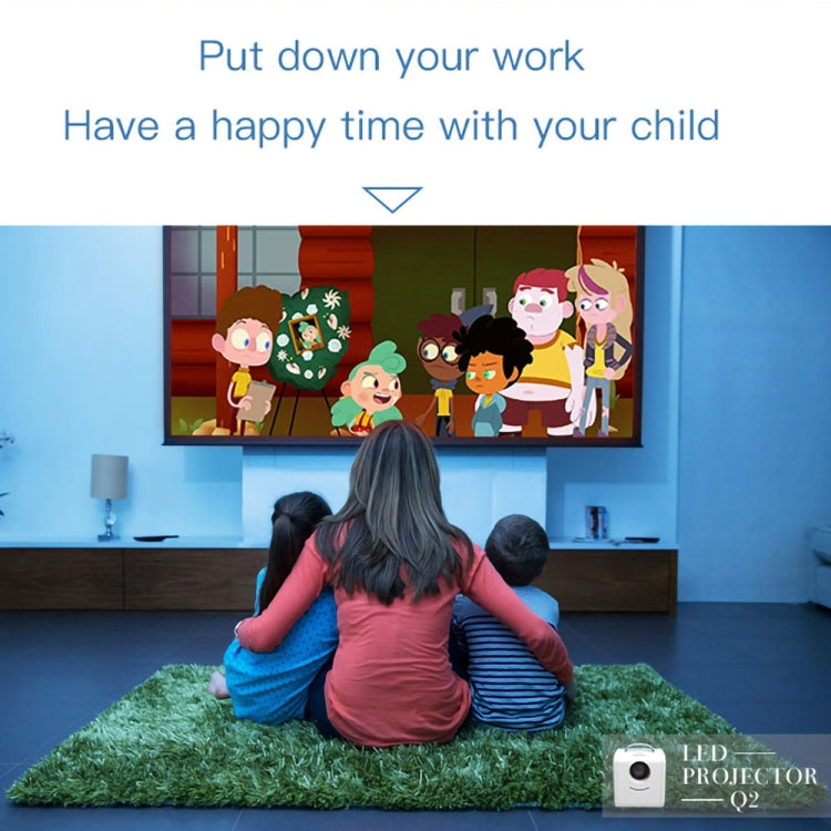 Q2 LED 1080P Mini Proyector portátil Proyector para niños, EU Plug, US Plug, UK Plug, AU Plug