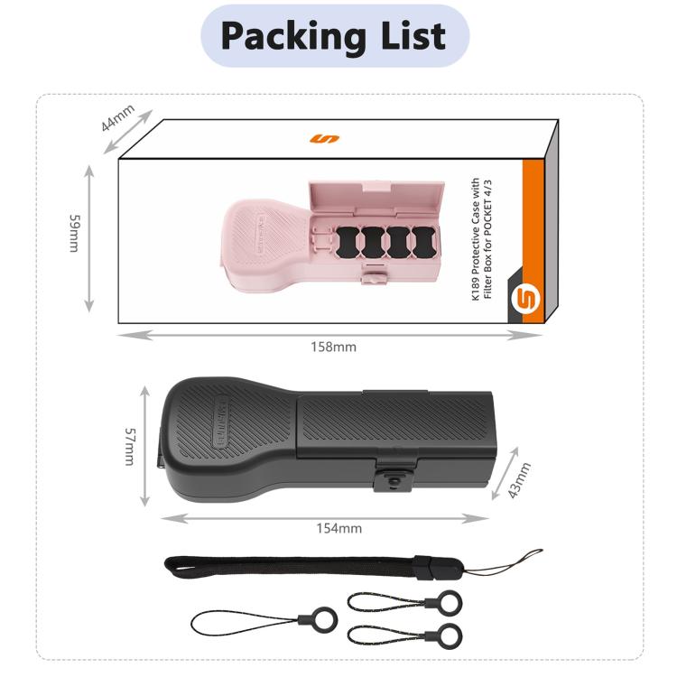 Funda protectora colorida Sunnylife para cámara gimbal, carcasa protectora con caja de filtro y caja de almacenamiento., For DJI Osmo Pocket 4 / 3
