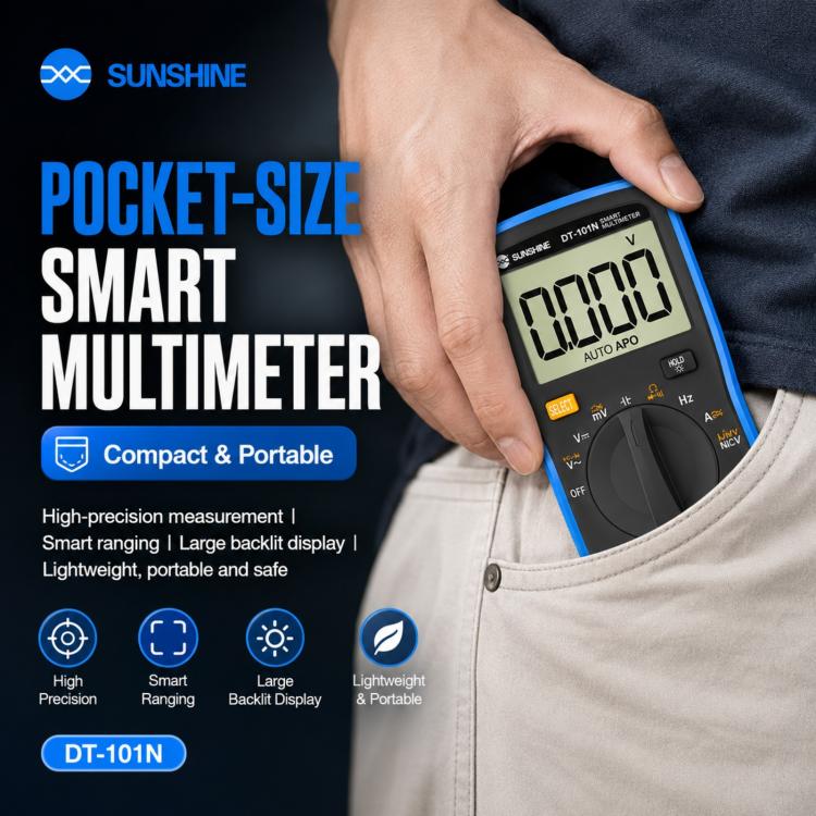 Multímetro inteligente de precisión con rango automático de bolsillo SUNSHINE DT-101N, DT-101N