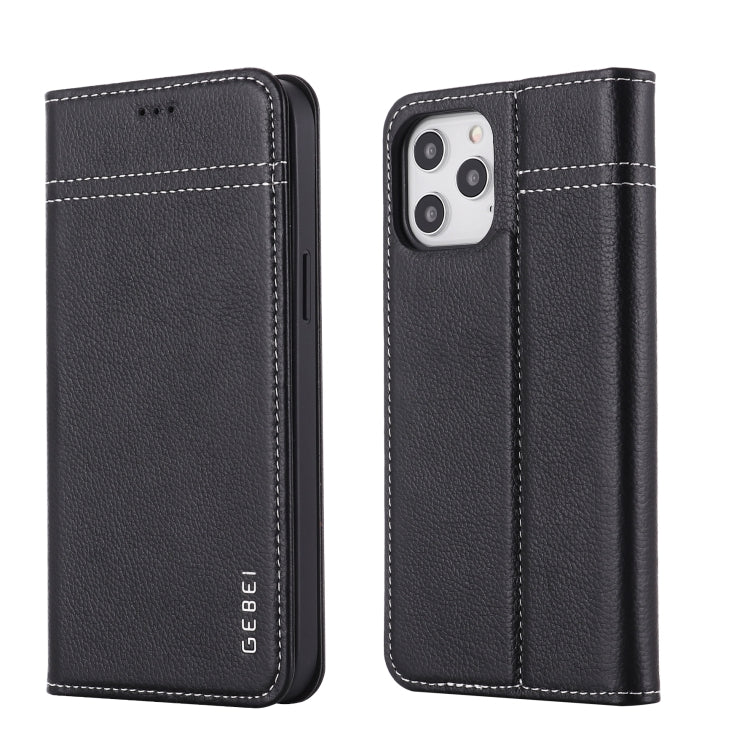 Estuche protector con tapa horizontal de cuero de grano superior GEBEI con soporte y ranuras para tarjetas, For iPhone 12 mini, For iPhone 12 / 12 Pro, For iPhone 12 Pro Max