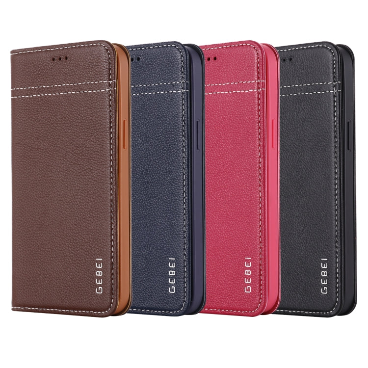 Estuche protector con tapa horizontal de cuero de grano superior GEBEI con soporte y ranuras para tarjetas, For iPhone 12 mini, For iPhone 12 / 12 Pro, For iPhone 12 Pro Max