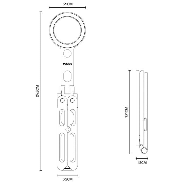 Trípode portátil plegable de aleación de aluminio Yesido C231 con soporte magnético para teléfono y selfie.