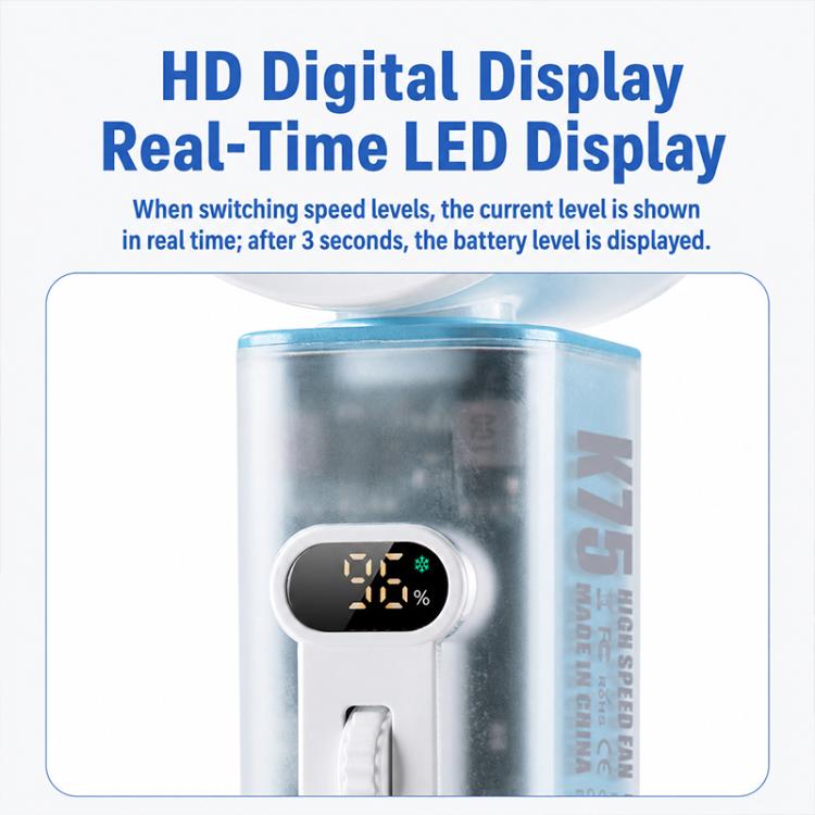 Ventilador de mano autooscilante K75 con LED