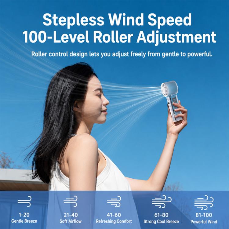 Ventilador de mano autooscilante K75 con LED