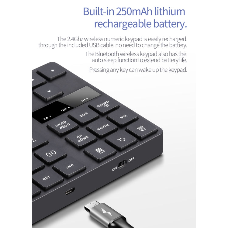 533 35 teclas 2.4G Teclado digital de carga inalámbrica de diseño ultrafino