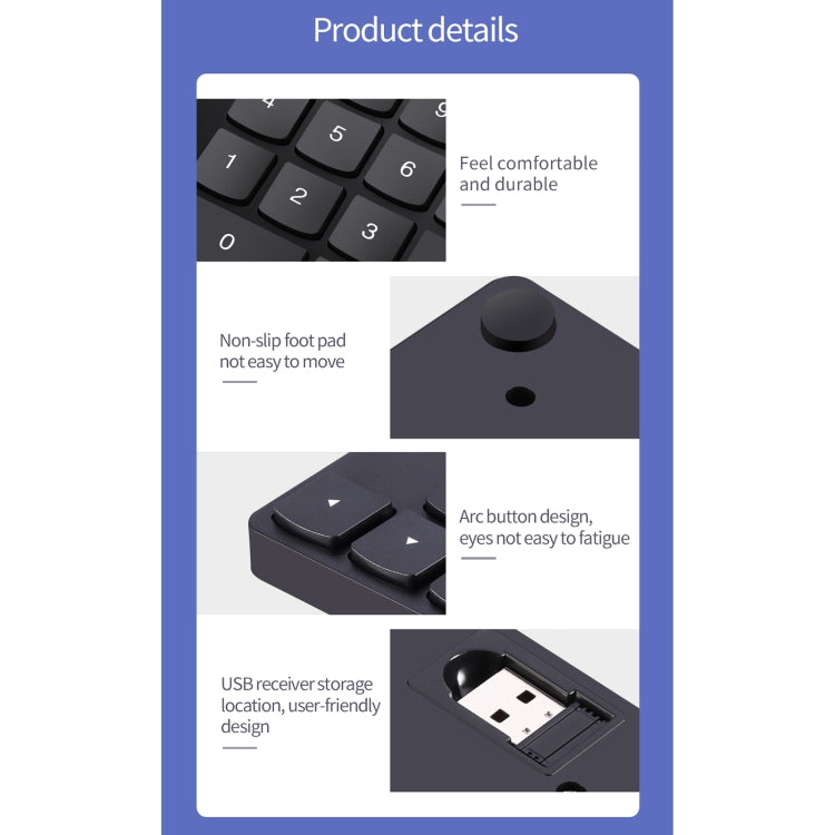 533 35 teclas 2.4G Teclado digital de carga inalámbrica de diseño ultrafino