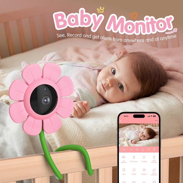 V1 Flower Shaped 4MP Baby Monitor Care Camera, EU Plug, US Plug