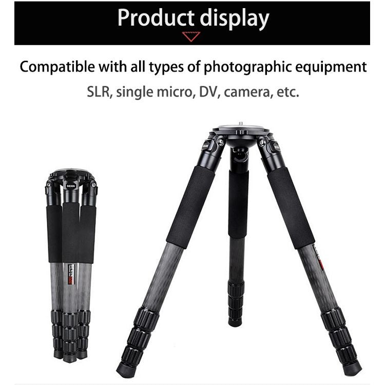 BEXIN ST424C Trípode grande fotográfico de fibra de carbono para videocámara resistente, tubo máximo: 40 mm, ST424C