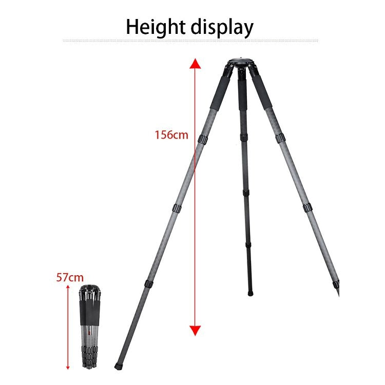 BEXIN ST424C Trípode grande fotográfico de fibra de carbono para videocámara resistente, tubo máximo: 40 mm, ST424C