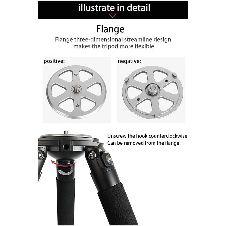 BEXIN ST424C Trípode grande fotográfico de fibra de carbono para videocámara resistente, tubo máximo: 40 mm, ST424C