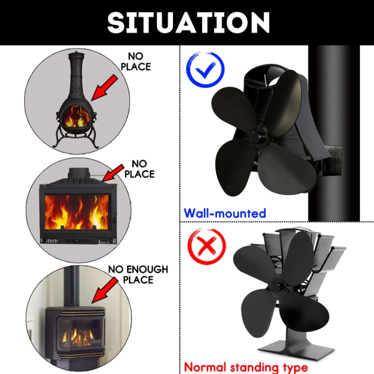 YL-105 Ventilador de estufa para chimenea accionado por calor de aluminio de 4 aspas, YL-105 (Black), YL-105 (Bronze), YL-105 (Grey), YL-105 (Gold), YL-105 (Rose Red), YL-105 (Silver), YL-105(White)