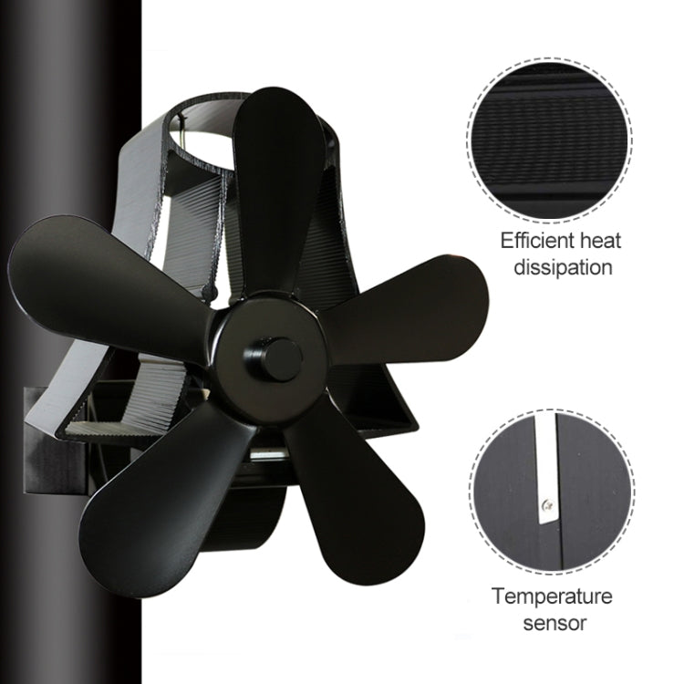 YL-106 Ventilador de estufa de chimenea accionado por calor de aluminio de alta temperatura de 5 aspas, YL-106 (Black), YL-106 (Bronze), YL-106 (Grey), YL-106 (Gold), YL-106 (Rose Red), YL-106 (Silver), YL-106 (White)