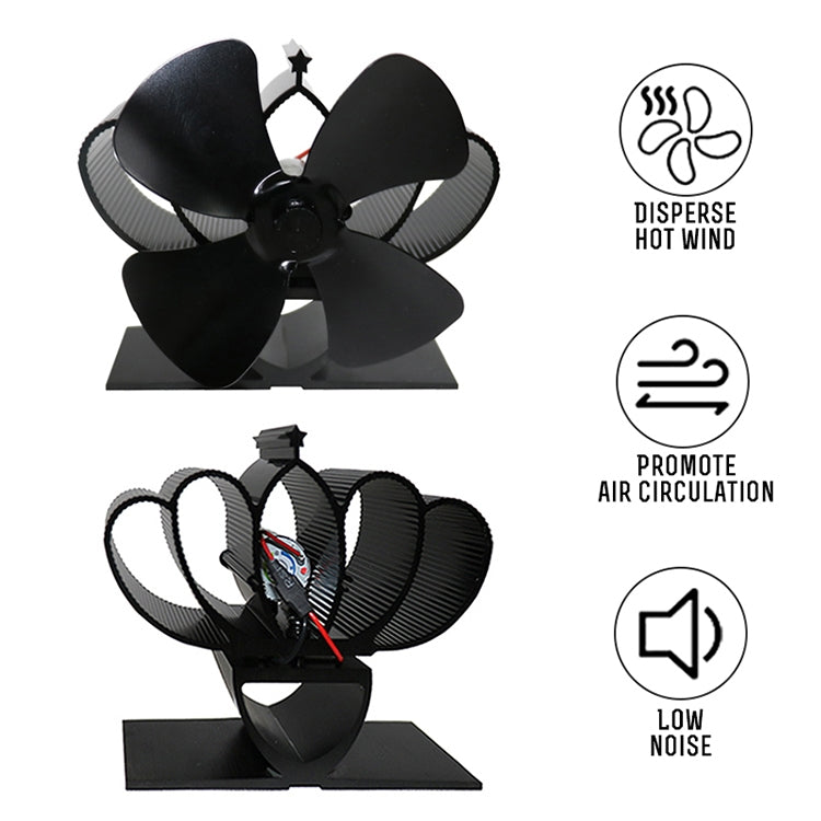YL201 Ventilador de estufa de chimenea accionado por calor de metal de alta temperatura de 4 aspas, YL201 (Black), YL201 (Bronze), YL201 (Grey), YL201 (Gold), YL201 (Rose Red), YL201 (Silver)