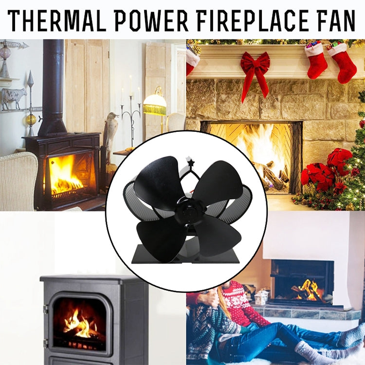 YL201 Ventilador de estufa de chimenea accionado por calor de metal de alta temperatura de 4 aspas, YL201 (Black), YL201 (Bronze), YL201 (Grey), YL201 (Gold), YL201 (Rose Red), YL201 (Silver)