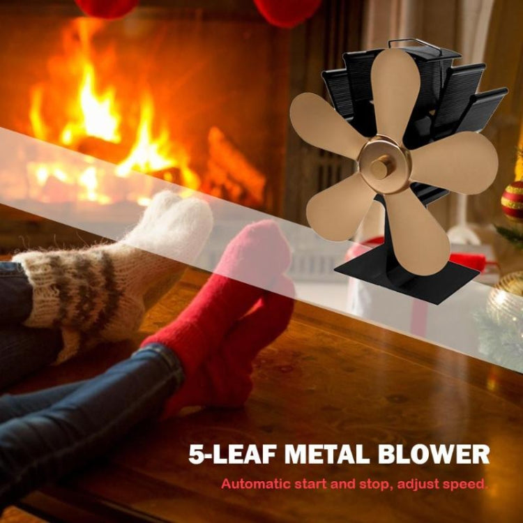 YL602 Ventilador de estufa de chimenea accionado por calor de metal de alta temperatura de 5 aspas, YL602 (Black), YL602 (Bronze), YL602 (Grey), YL602 (Gold), YL602 (Rose Red), YL602 (Silver)