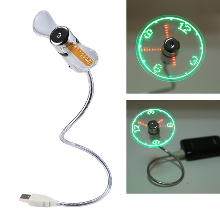 Mini ventilador de luz LED flexible con pantalla de tiempo y reloj USB duradero, CC 5 V