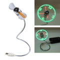 Mini ventilador de luz LED flexible con pantalla de tiempo y reloj USB duradero, CC 5 V