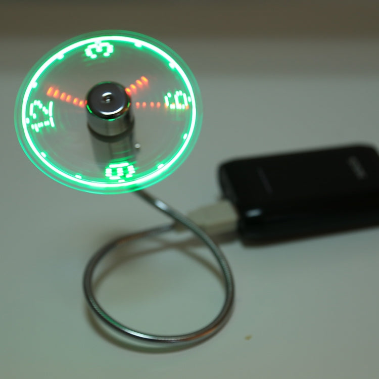 Mini ventilador de luz LED flexible con pantalla de tiempo y reloj USB duradero, CC 5 V
