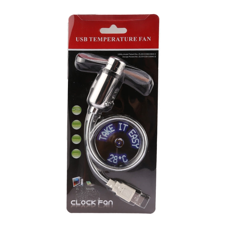 Mini ventilador de luz LED flexible con pantalla de tiempo y reloj USB duradero, CC 5 V