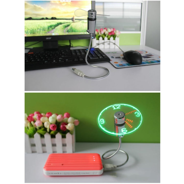 Mini ventilador de luz LED flexible con pantalla de tiempo y reloj USB duradero, CC 5 V