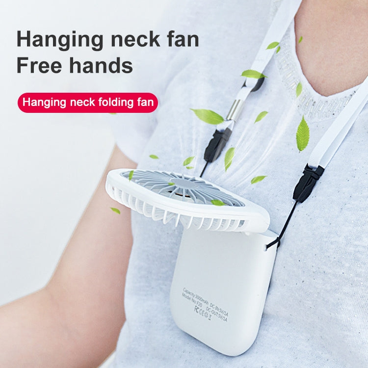 Ventilador de mano de galvanoplastia F20, ventilador de cuello colgante USB silencioso plegable de escritorio portátil, F20, F20 (Pink), F20 (Green), F20 (Blue), F20 (White)