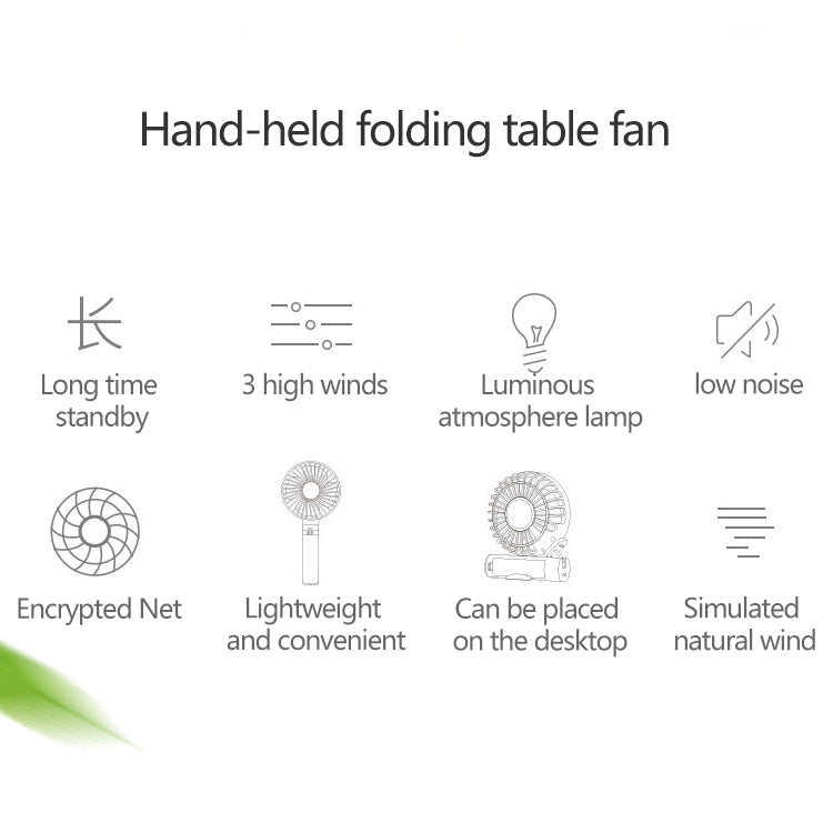 Ventilador eléctrico portátil plegable de mano S2, con control de 3 velocidades y luz nocturna