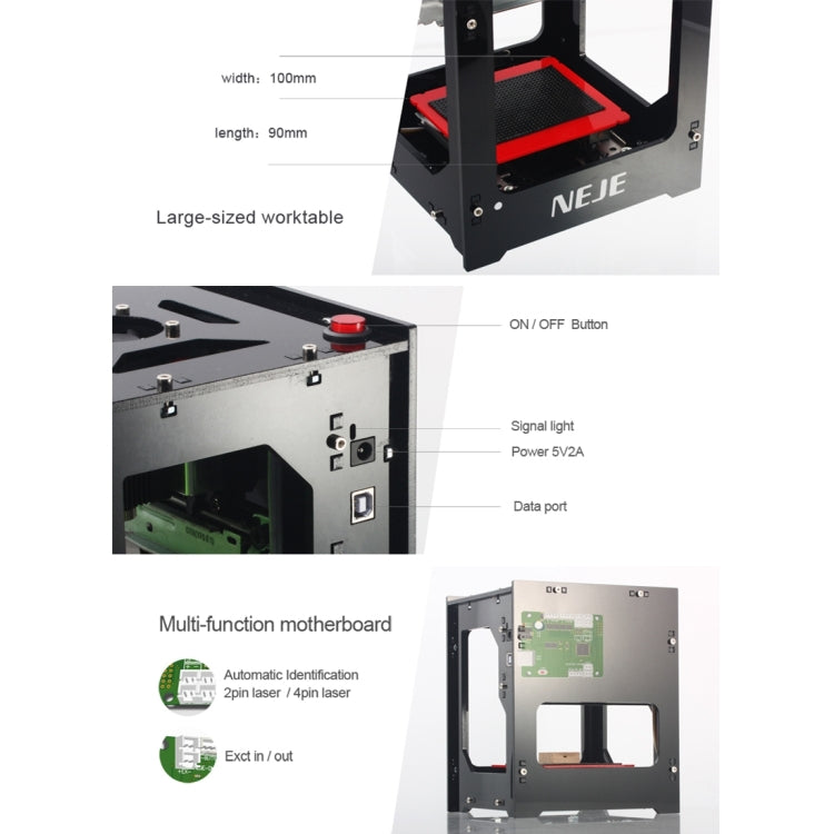 Máquina de tallado con grabador láser DIY NEJE DK-8-KZ 1500mW USB, DK-8-KZ